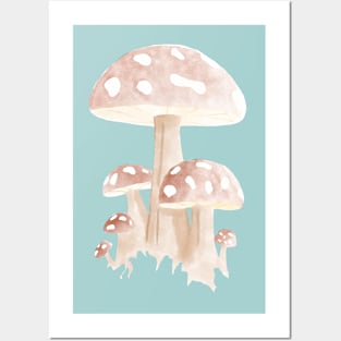 Watercolor Mushroom Cluster Posters and Art